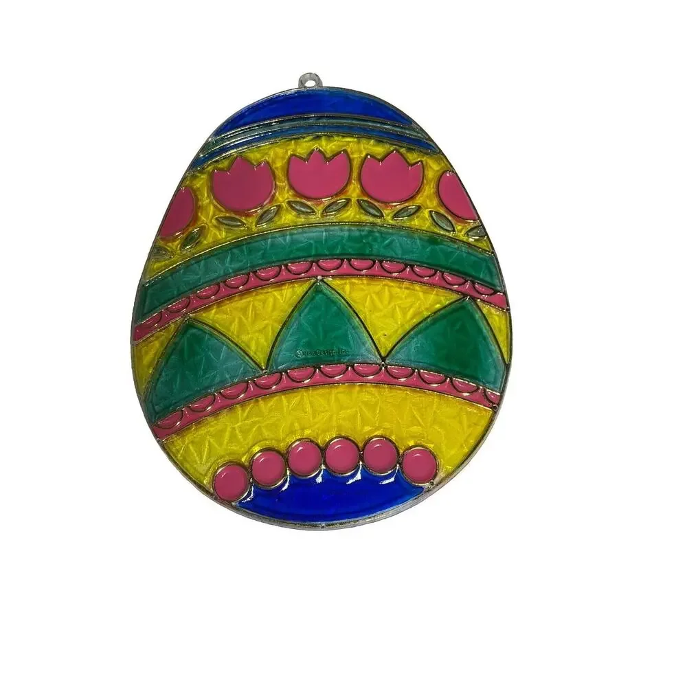 Vintage Vinyl Plastic Easter Egg Suncatchers Decor New Design Inc (lot of 6)